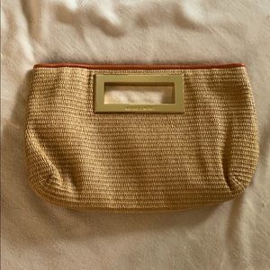 Michael Kors Straw Clutch Orange Trim